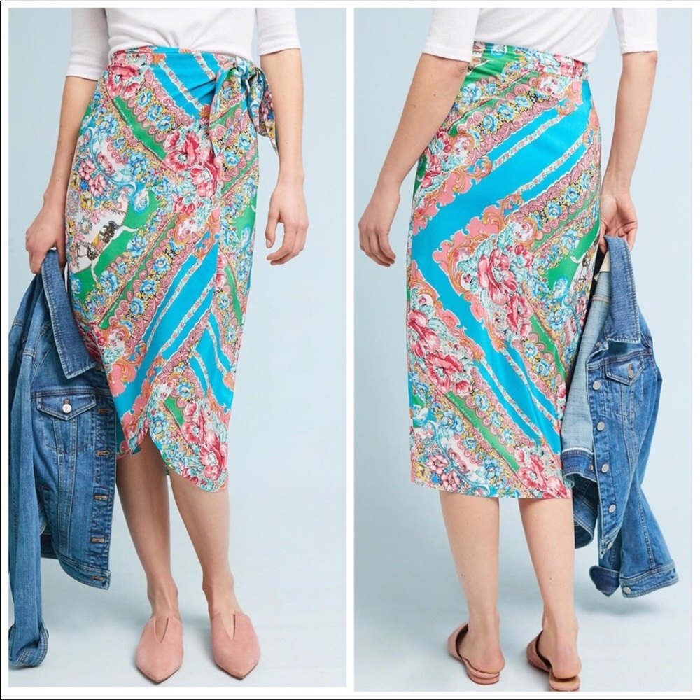 Anthropologie Maeve multicolored wrap skirt Sz 2